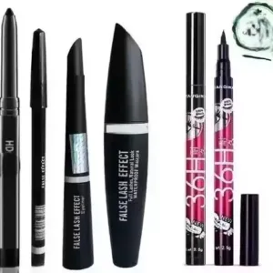 Combo of Waterproof Eyeliner, Mascara & Eyebrow Pencil with Kajal (Pack of 5)
