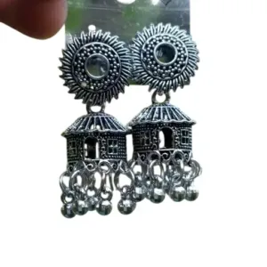 Jewellery Silver Ear Rings – Oxidised Silver, Adjustable Ethnic Casual Earrings