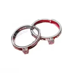 Twin Flame Couple Rings – Adjustable Silver-Plated Sterling Silver with American Diamond, Free Size