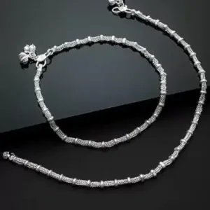 Fancy Matte Finish Payaliya – 2 Pair Chain Anklets for Women & Girls, Sterling Brass & Copper, Standard Free Size