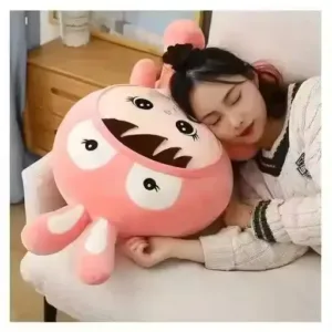 Stuffed Doll with Bunny Cap – Pink Plush Toy for Kids and Girls