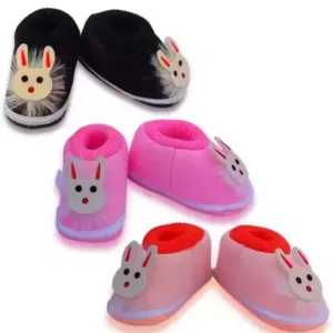 Aplix Baby Booties Pack of 3  Anti-Slip Soft Slip-On Rabbit Style Infant Footwear
