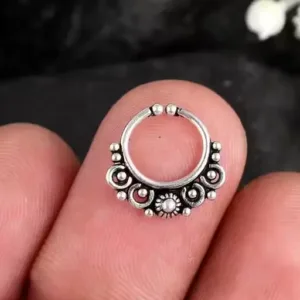 92.5 Sterling Silver Clip-On Septum Nose Ring | Pure 925 Silver Nosepin for Bridal & Everyday Wear