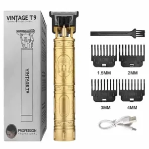 Vintage T9 Metal Body Trimmer – Rechargeable Beard & Hair Clipper