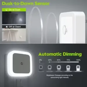 LED Smart Night Light with Dusk-to-Dawn Sensor (Pack of 2) – Cool White