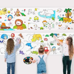 Kids Drawing Paper Roll, 30 x 300 cm, Large Colouring Poster with Animals, Transport, Space, Dinosaur Designs